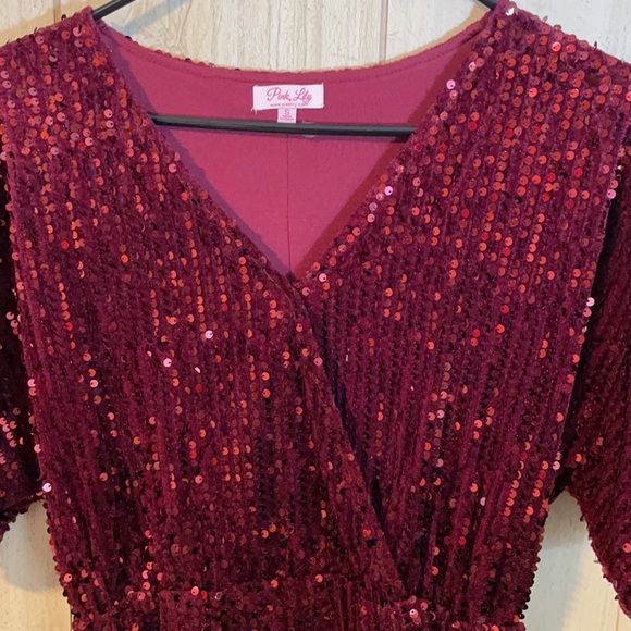 Maroon Sequin Dress - Picture 3 of 6